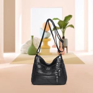 Borsa a tracolla da donna a tracolla con cinturino lungo nero a prova di acqua borsa Messenger in vera pelle poliestere con fodera due - Product Image 3