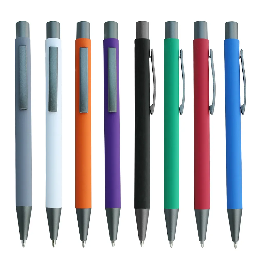 Hot Metal Promotional Click Rubber Ballpoint Pen Ball Pont Pens Fast Production Wholesale Ball Point Pens