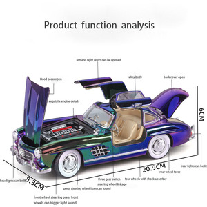 Modellino Auto in Lega Mercedes-Benz 300SL <span class=keywords><strong>Scala</strong></span> <span class=keywords><strong>1</strong></span>/<span class=keywords><strong>24</strong></span>, Giocattolo Die-Cast con Suoni e Luci Simulati, Funzione Pull-Back a Frizione, Regalo Espositivo Retrò - Product Image 5