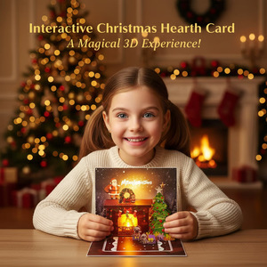 Tarjeta de Navidad Interactiva Mágica, Tarjeta de Felicitación 3D Pop-Up con Luz y Sonido para Celebraciones Navideñas - Product Image 2