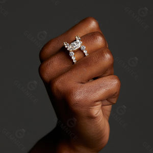 Joyería de plata Gemnel 925, pulsera de cadena para mano, conector de anillo con circonita cúbica, anillo de muñeca brillante, joyería llamativa para la mano. - Product Image 5