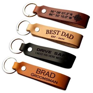 Wholesale Designer PU Leather Bottle Opener Keychain Holder Compact Car <b>Keyring</b> Accessory with Letterpress Printing - Product Image 2