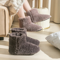 Femme hiver chaud bottes hautes haut peluche bottines intérieur maison coton chaussures pantoufles chaudes