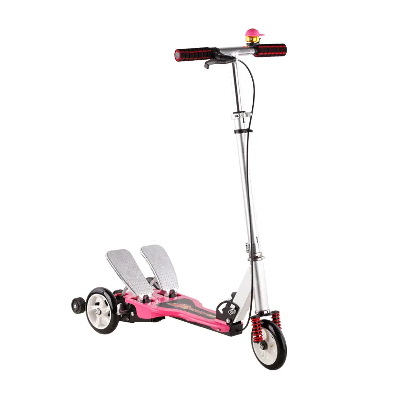 Vendita calda tre ruote pieghevole doppio pedale di alluminio di scooter scooter calcio per i bambini