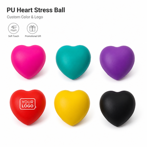 Balle anti-stress en forme de cœur sur mesure en mousse PU, avec logo imprimé, jouet doux en forme de cœur, cadeau promotionnel pour les événements de santé - Product Image 1