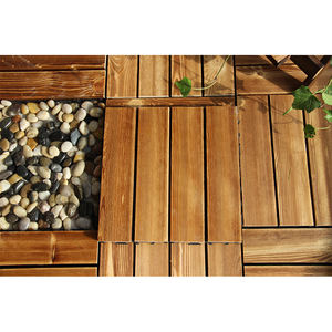 Dalles de terrasse en bois carbonisé imperméables pour extérieur, dalles de terrasse en bois pour intérieur, dalles de sol emboîtables - Product Image 5