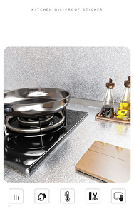 Papier d'aluminium épais résistant à l'huile de cuisine, autocollant auto-adhésif imperméable résistant aux hautes températures pour les murs des armoires de la cuisinière - Product Image 4