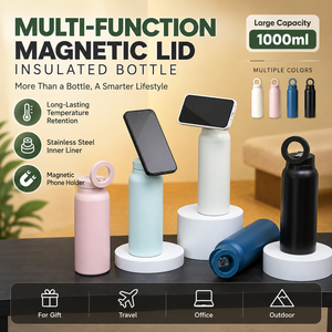 Bouteille d'eau isotherme portable en métal avec couvercle à paille, nouveau coloris, 24 oz, et gourde isotherme 32 oz avec support magnétique pour téléphone - Product Image 2