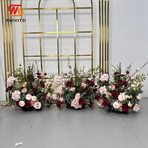 ดอกไม้ประดิษฐ์เรียงเป็นแถวสำหรับตกแต่งโต๊ะกลางงานแต่งงาน  ผ้าปูทางเดินดอกไม้สำหรับงานแต่งงาน - Product Image 3