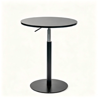 Table de bar moderne minimaliste en bois avec réglage de la hauteur, base en métal noir mat, idéale pour pub, café, maison, îlot de cuisine