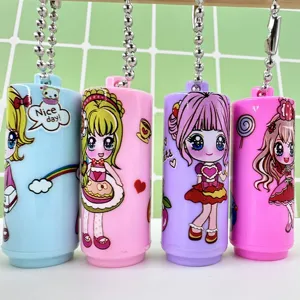 Customized Products Kids's Toy Plastic LED Light Small Flashlight Keychain Cartoon Design Led Keychains