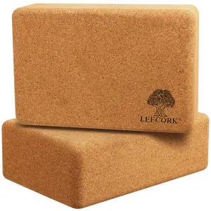LEECORK 2024 High Quality Eco Friendly Custom Cork Yoga Brick Sustainable Fitness 3*6*9 Inch Natural Cork Yoga Block