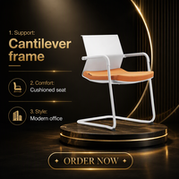 Chaise de visiteur ergonomique GS-1761 avec structure cantilever en acier et accoudoirs fixes – Siège de bureau moderne