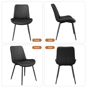 Modern Faux Leather Dining Chair Metal Legs Ergonomic <b>Backrest</b> Stitching Design for Dining Room Living Home Office Apartment - Product Image 5