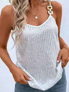 Chaleco con <span class=keywords><strong>tirantes</strong></span> de lentejuelas sexy para mujeres europeas y americanas <span class=keywords><strong>dentro</strong></span> del abrigo <span class=keywords><strong>camisa</strong></span> de fondo camisetas sin mangas - Product Image 5