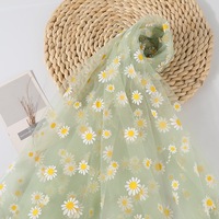 Tissu en dentelle 20D Daisy Lace Swiss Net respirant 19gsm ultra-fin 100% polyester pour jupe, vêtement, tulle imprimé doux comme de la soie