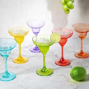 Hand-Blown Colored Wine Glasses Set Of 6 Stemmed Multi-Color Glass Great For All Wine Types And Occasions Luxury