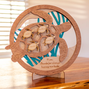 Pafu Thanks for Having Table Ornament Our Backs Gift for Mom or Grandma Mothers Day Home Decor Sea Turtle Wooden Sign