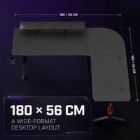Table de jeu AOR réglable en hauteur, surface en fibre de carbone, structure métallique avec rangement, montage facile, durable, en forme de L, vente en gros d'usine
