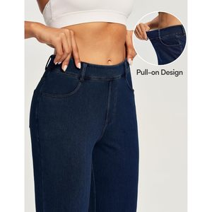 Jeans Anchos de Mujer FOXA, Pantalones de Mezclilla Elásticos de Cintura Alta, Estilo Casual, Largo hasta el Tobillo - Product Image 4