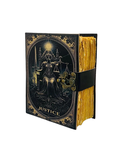 Grand carnet en cuir fait main style Tarot de la Justice, Grimoire vintage avec couverture gaufrée, pages vierges pour l'écriture et le dessin - Product Image 6