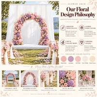 Arche florale artificielle en soie rose pastel et violet, faite à la main, pour mariage, cérémonie, photomaton, fond de scène