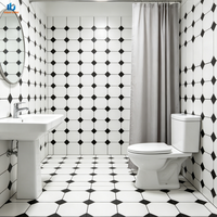 Vente Flash : Carrelage en Porcelaine Diagonal Noir et Blanc Brillant 800x800mm pour Sols Commerciaux Modernes, Salles de Bain et Couloirs