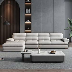 Mobili per la casa soggiorno divano divano in pelle divano angolo Set soggiorno moderno divano componibile con ottomana - Product Image 5