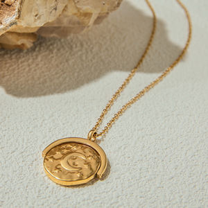 <span class=keywords><strong>J</strong></span> & D kalung liontin geometris serbaguna, kalung Stainless Steel lapis emas 18K bintang dan koin bulan untuk wanita - Product Image 4