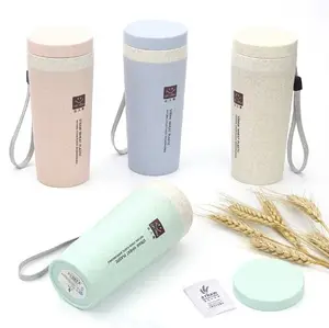 Eco- Friendly Biodegradable wheat straw coffee cup travel mug with lid Water Bottle Tumbler