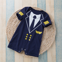 L'uniforme de pilote Body pour bébé sur le thème de l'aviation Combinaison une pièce pour bébé garçon à manches courtes dans la marine