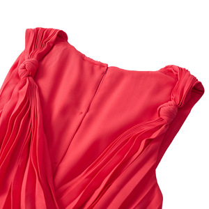 Vestido de cóctel rojo de gasa sin mangas con cintura ajustada para mujer, vestido de fiesta, procesamiento OEM - Product Image 1