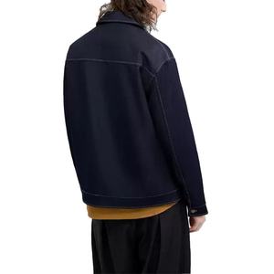 Veste courte décontractée personnalisée pour homme, bleu vintage délavé, 100% coton, coutures contrastées de haute qualité, veste en jean pour homme - Product Image 4