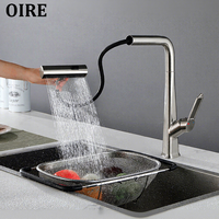 Robinet de cuisine Oire de luxe en laiton massif à poser sur le plan, avec cartouche céramique, cascade multifonctionnelle et douchette extractible 3 fonctions