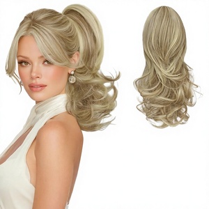 Extension de queue de cheval pré-collée de 13 pouces, longue et bouclée, avec pince à cheveux, aspect naturel, postiche synthétique pour femme, couleur claire - Product Image 1