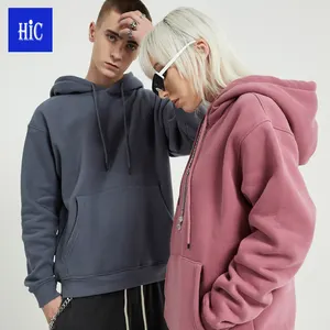 HIC1 Wholesale Unisex 2piece Casual Solid Plush hoodies 330g Plus Size Pants High Quality Sweatsuits Cargo Tracksuit