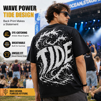 T-shirt Homme Oversize Poseidon WAVE Uni 220 g/m² Décontracté Quotidien Streetwear Unisexe Vintage Coupe Classique Grammage Lourd