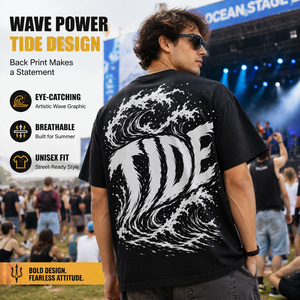 T-Shirt Oversize Poseidon WAVE per Uomo, 220gsm, Casual, Streetwear, Unisex, Vintage, Vestibilità Regolare, Tessuto Pesante - Product Image 2