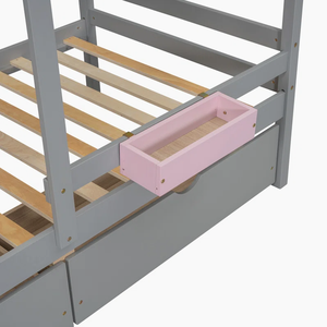 Двухъярусная кровать Twin Over Twin с 2 ящиками стандартная двухъярусная кровать с лестницей и красивым декоративным окном детская двухслойная кровать для дома - Product Image 4