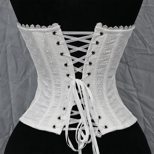 Haut de corset élégant sans bretelles, coupe cœur, avec broderie florale ajourée et corsage en dentelle, à baleines pour sculpter la taille, pour style bohème nuptial - Product Image 3