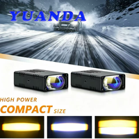 Projecteur LED de calandre de voiture, mini projecteur laser, lampe de conduite, lentille bicolore, 12V, phare universel de rechange
