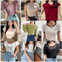 Ropa en Inventario, Blusas Estampadas para Mujer, Corte Ajustado, Camisetas de Poliéster/Algodón, Verano, Precio Bajo, Venta al Por Mayor, Nuevo Stock