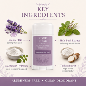 Déodorant à la lavande et au basilic sacré, sans aluminium, longue durée, contrôle des odeurs, absorbe l'humidité, lisse et non collant, marque privée - Product Image 4