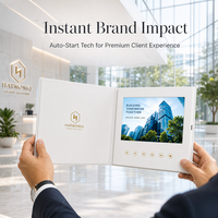 Porte-documents vidéo à couverture rigide blanche avec écran intégré pour le marketing immobilier et les présentations d'entreprise