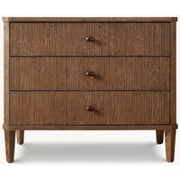 Commode en bois à 3 tiroirs cannelée, style Wabi Sabi, table de chevet de chambre à coucher française, coffre de rangement en chêne à texture de roseau vertical