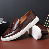 Mocassins décontractés pour hommes à pampilles, motif croco, chaussures habillées à enfiler pour le quotidien et les voyages d'affaires