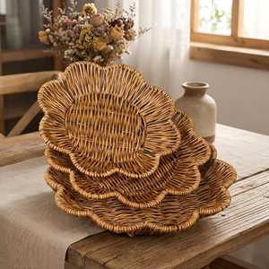 Cesta Redonda de Ratán con Asa y Tapa, Elegante Utensilio de Cocina para Almacenamiento de Alimentos, Excelente Precio, Diseño Elegante, Base Plana - Product Image 3
