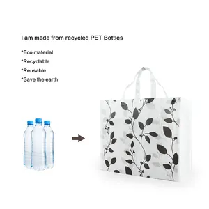 Eco-friendly Reusable PET Non-Woven Tote Bag Letter Pattern For Shopping