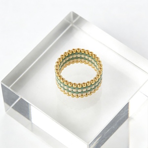 Anillo de Cuentas Miyuki Tejidas a Mano Namayo, Chapado en Oro de 18K, Joyería de Moda Bohemia Geométrica para Mujer, para Novia o Boda - Product Image 1