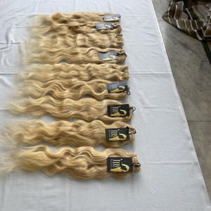 Cheveux brésiliens naturels vierges en vison brut, non traités, de qualité supérieure, blond 613, deep wave, blond Temple indien - Product Image 2